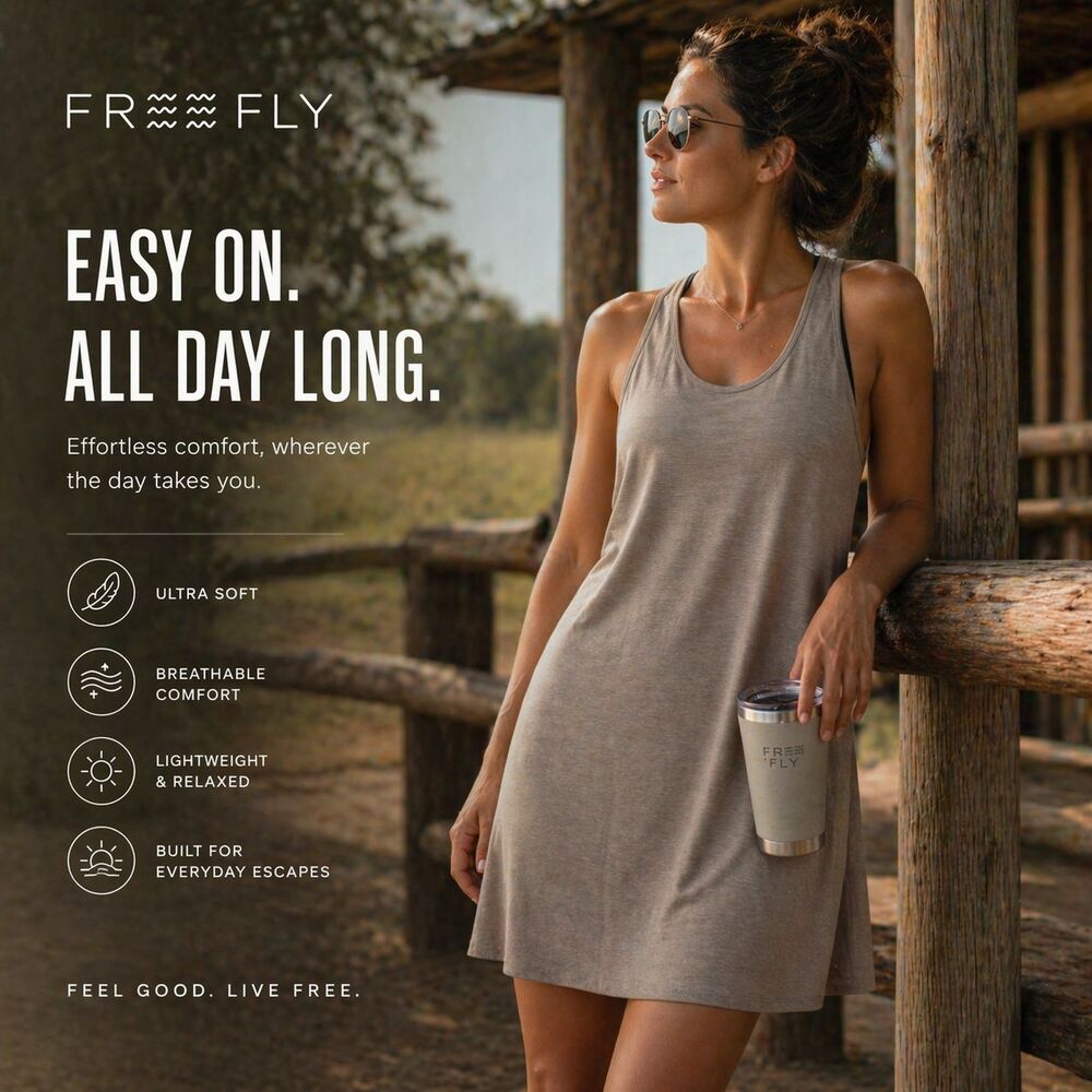 Free Fly Women's Large Beige Sleeveless A-Line Swing Knit Casual Dress